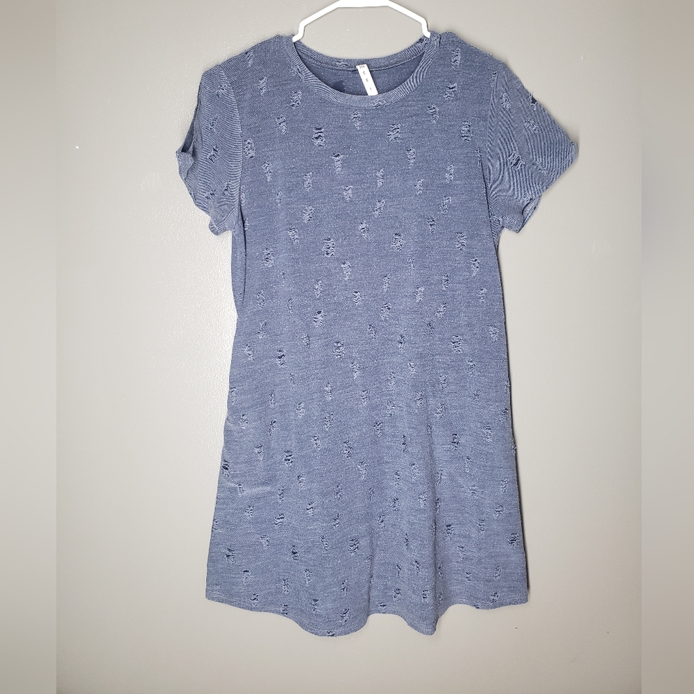 MTS Womens Shirt Dress Size Small Short Sleeve Destructed Short Style# D9493
